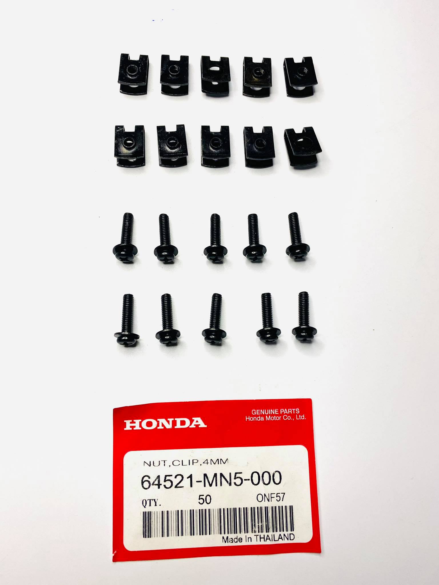 กิ๊ป+น็อตหน้ากากเวฟ ดรีม Honda แท้ (10 คู่ตามภาพ)