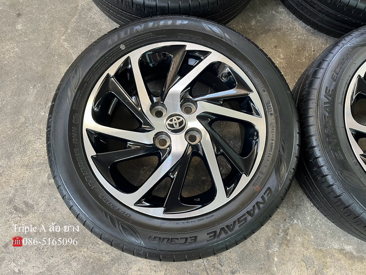 ✨ล้อแม็ก✨Toyota Yaris Ativ รุ่นใหม่ ขอบ 15 ดำหน้าเงา พร้อมยาง 185-60-15 Dunlop ปี 21