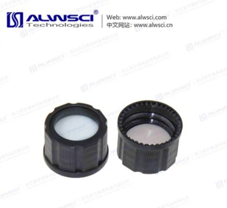 ฝาเปิดสีดำ 18-400 Black. Open Top PP Cap with 18-400 PTFE/White Silicone (100 ชิ้น/แพ็ค)
