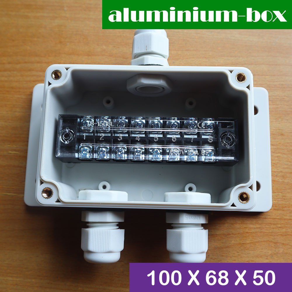 กล่องเทอร์มินอลพลาสติก ABS กันน้ำ สีขาวขุ่น 100 X 68 X 50 มม.