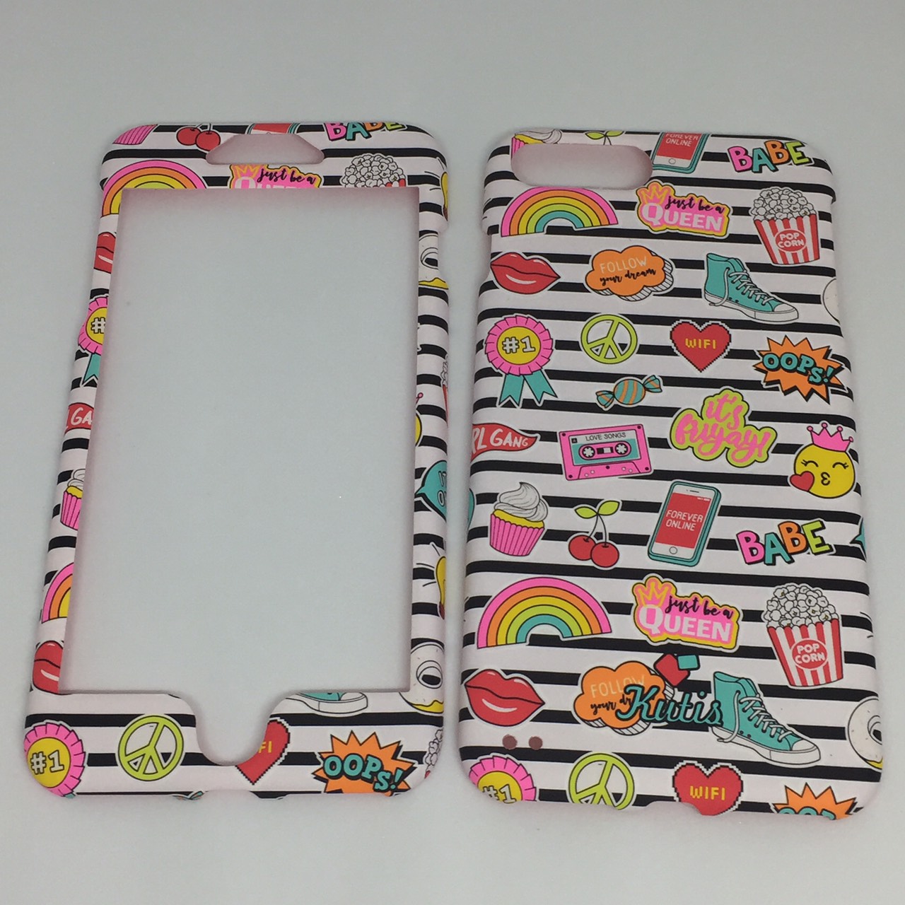 เคสคูทิส(Kutis)ไอโฟน7พลัส,8พลัส(ลายทางม้าลายBABE)มาใหม่ เคสประกบหน้า-หลัง เคสเรืองแสง เคสลายวินเทจ ร้านSuperhero Klongthom