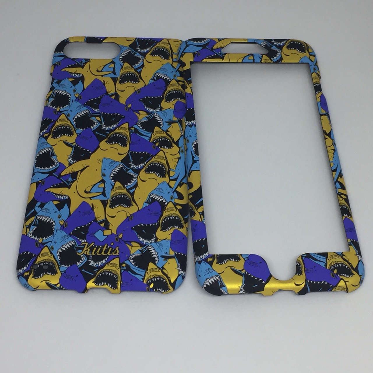 เคสคูทิส(Kutis)ไอโฟน7พลัส,8พลัส(ลายฉลามฟ้า-ม่วง)มาใหม่ เคสประกบหน้า-หลัง เคสเรืองแสง เคสลายวินเทจ
