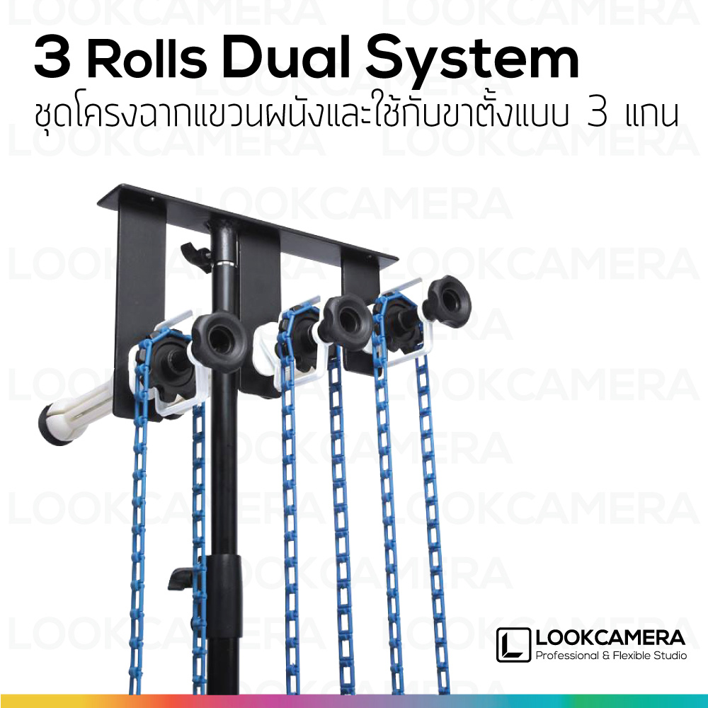 ชุดโครงฉากแขวนผนังและใช้กับขาตั้งแบบ 3 แกน 3 Rolls Dual System