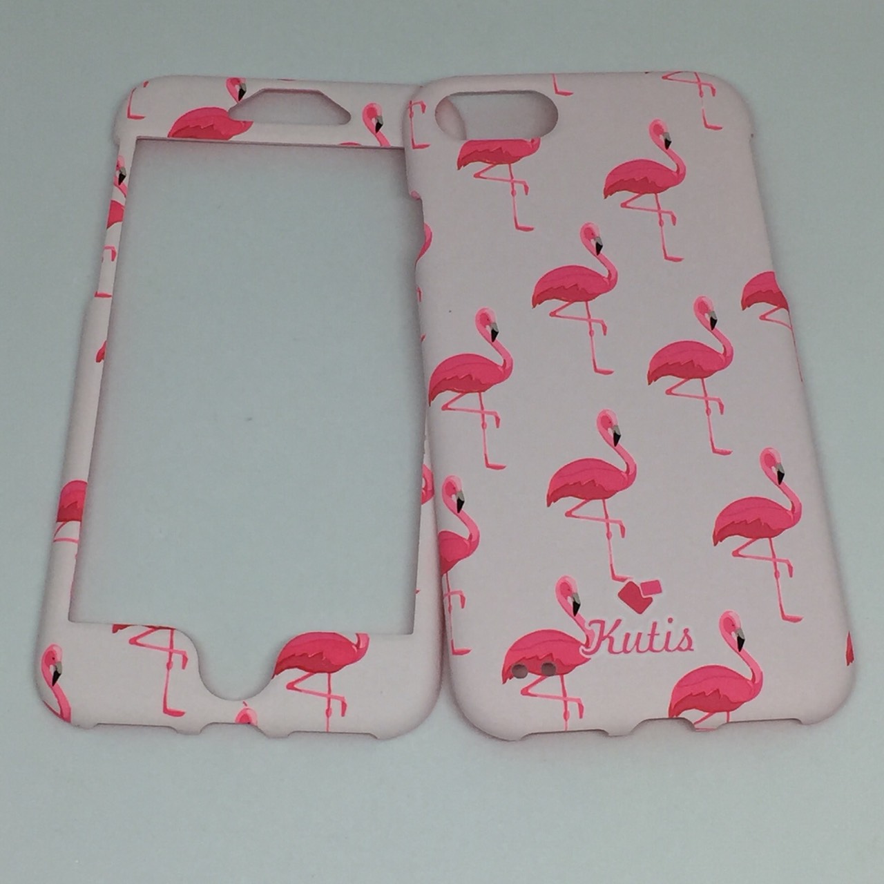 เคสคูทิส (Kutis) ไอโฟน7,8 (ลายฟลามิงโก้สีขาว)มาใหม่ เคสประกบหน้า-หลัง เคสเรืองแสง