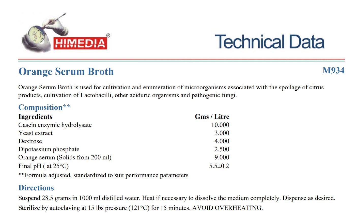 Himedia™ORANGE SERUM BROTH, 500 G