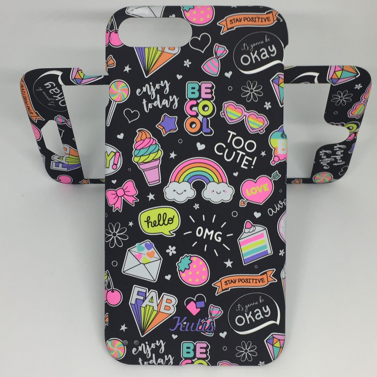 เคสคูทิส(Kutis)ไอโฟน7พลัส,8พลัส(ลายสายรุ้งยิ้มBECOOL)มาใหม่ เคสประกบหน้า-หลัง เคสเรืองแสง เคสลายวินเทจ ร้านSuperhero Klongthom