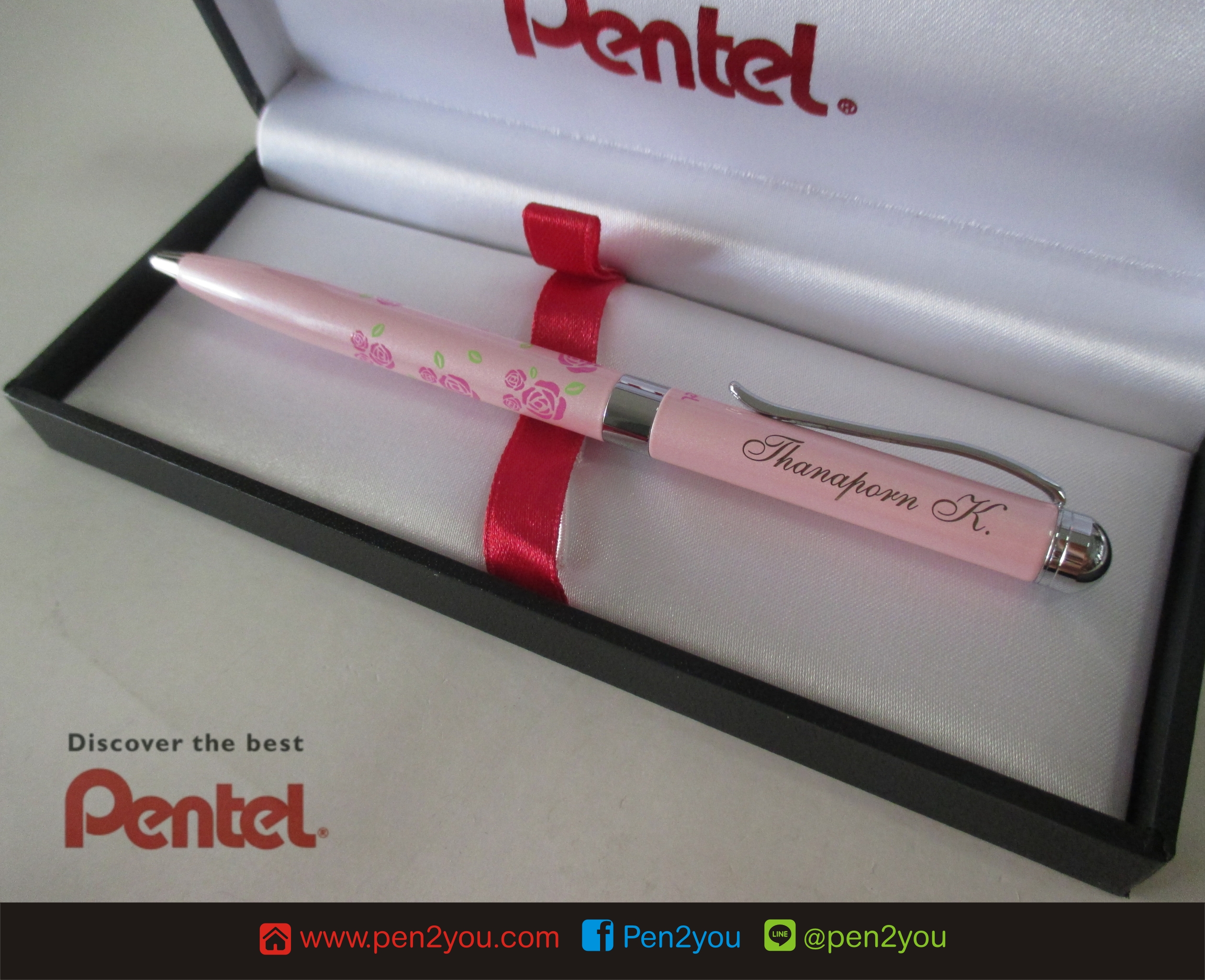 Pentel ปากกาลูกลื่น รุ่น B820 ลายกุหลาบ
