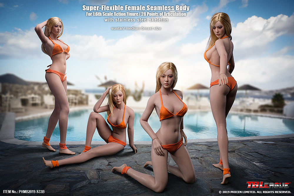 TBLeague S32A / S33B 1/6 Female Super-Flexible Seamless Bodies (Long legs, narrow shoulders, Pale / Suntan)