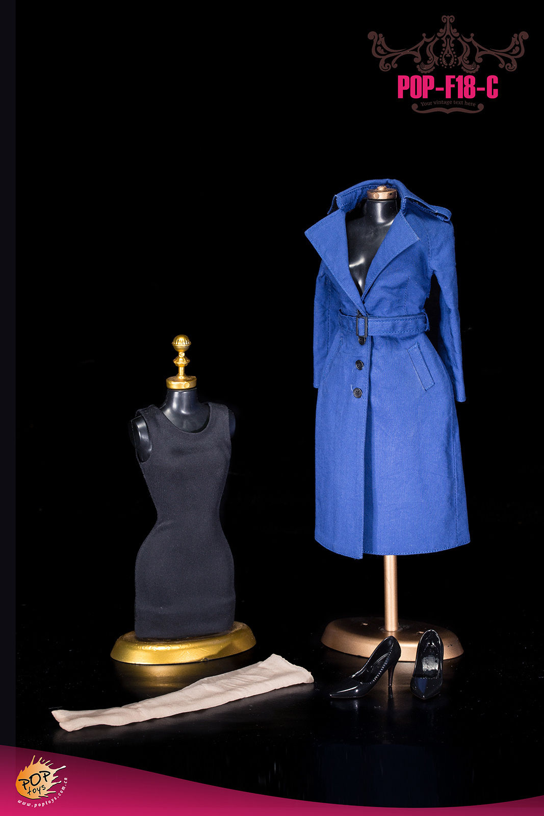 POPTOYS F18C The British Women's Windbreaker Suit ชุดคลุมสีน้ำเงิน