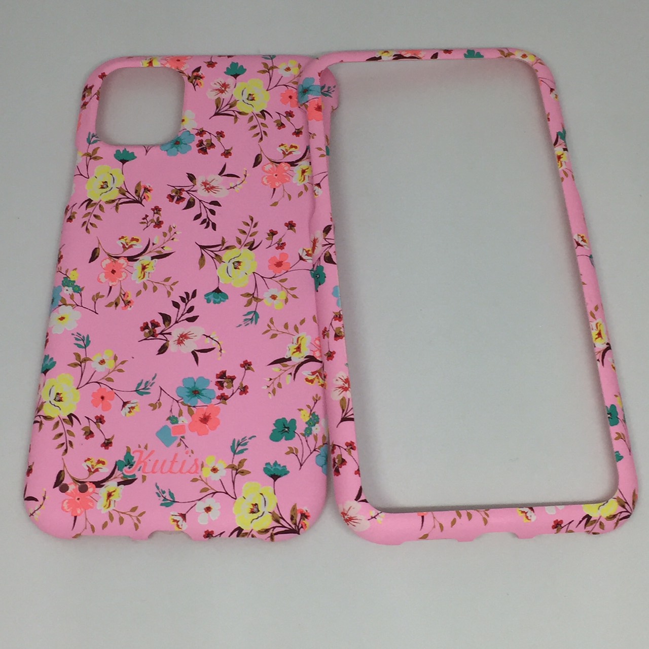 เคสคูทิส (Kutis) ไอโฟน11 (ลายดอกไม้ พื้นหลังสีชมพู)มาใหม่ เคสประกบหน้า-หลัง