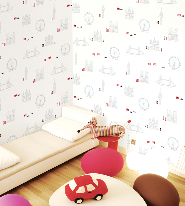 HWP-21497 Wallpaper Vinyl วอลล์เปเปอร์ไวนิลแบบมีกาวในตัว ลาย London Street หน้ากว้าง 100 cm