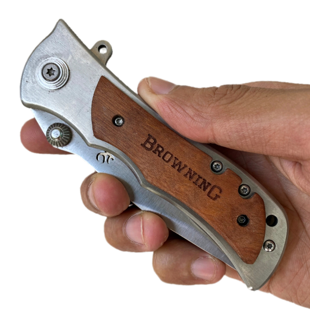 มีดพับ Browning ด้ามลายไม้ ขนาด 8 นิ้ว (20.5 ซม.)