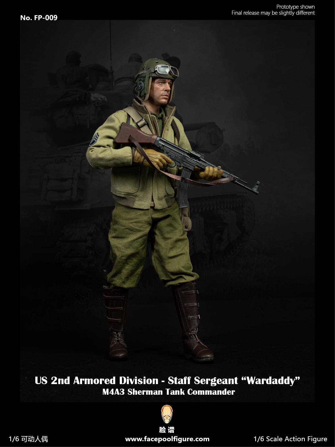 Facepoolfigure FP-009B 1/6 US 2nd Armored Division - Staff Sergeant "Wardaddy" (Special Edition)