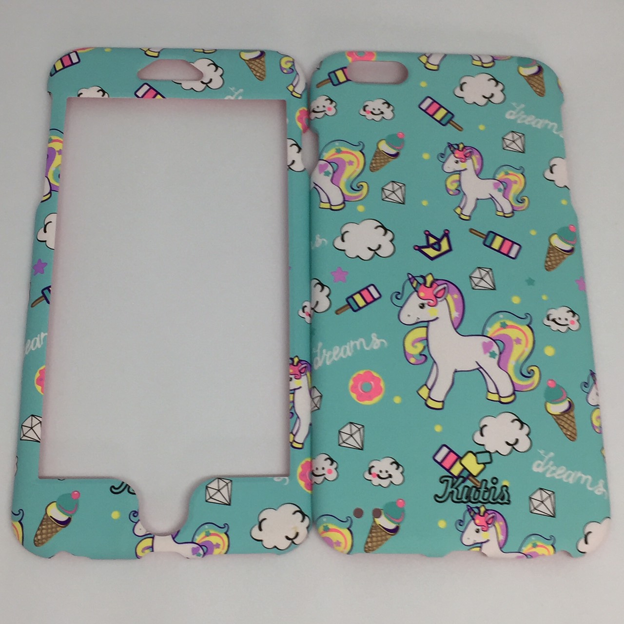 เคสคูทิส (Kutis) ไอโฟน6พลัส,6Sพลัส(ลายม้ายูนิคอร์นพื้นหลังสีเขียวอ่อน)