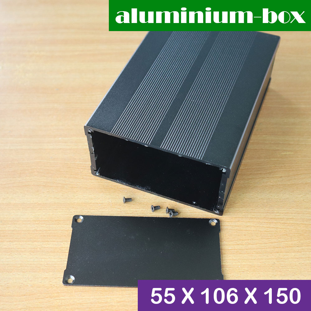กล่องอลูมิเนียมสีดำ ขนาด 55 X 106 X 150 มม.