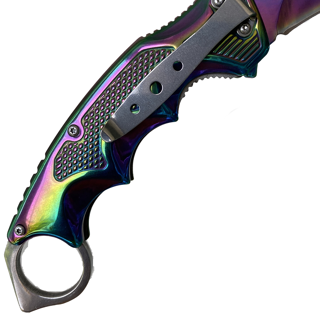 มีดพับ มีดคารัมบิต FOX Outdoor Karambit Knife B63 (สีรุ้ง)