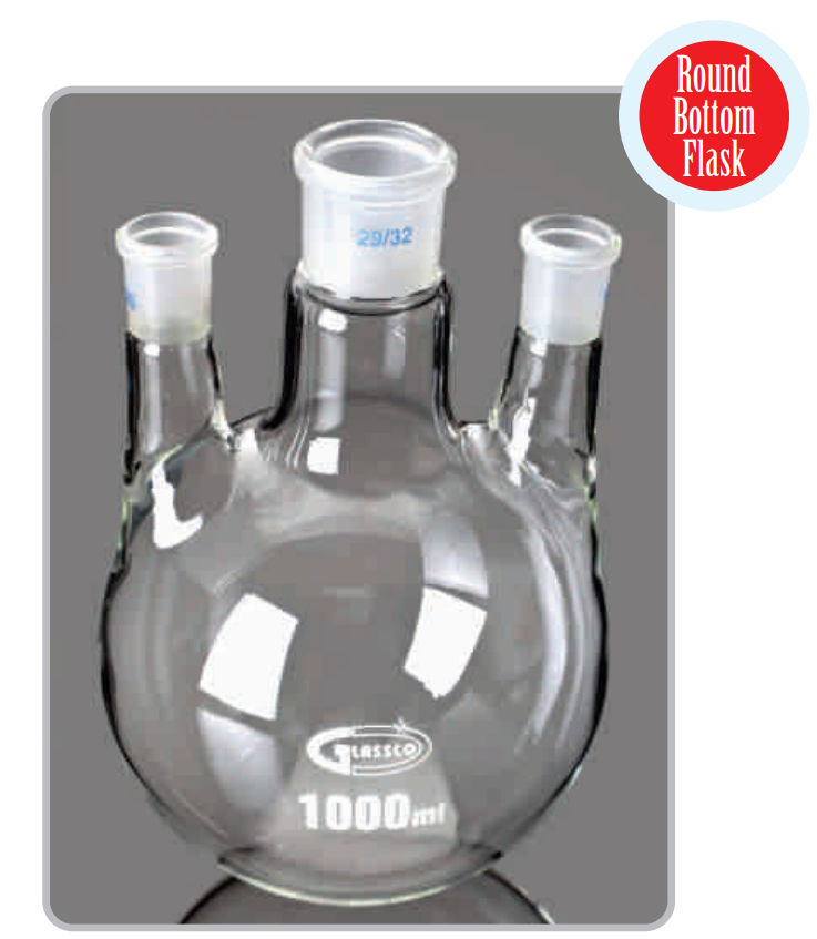 ขวดก้นกลม 3 คอ : 3 Parallel Neck Round Bottom Flask with Joint 3xS29/32