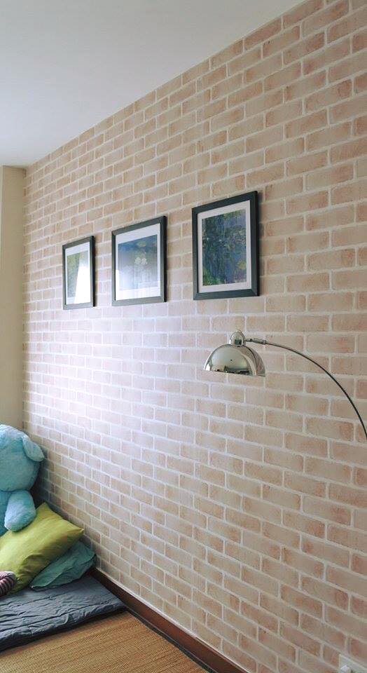 DBS-23 Wallpaper Sticker วอลล์เปเปอร์ไวนิล แบบมีกาวในตัวลายอิฐส้มอ่อน หน้ากว้าง 100 cm