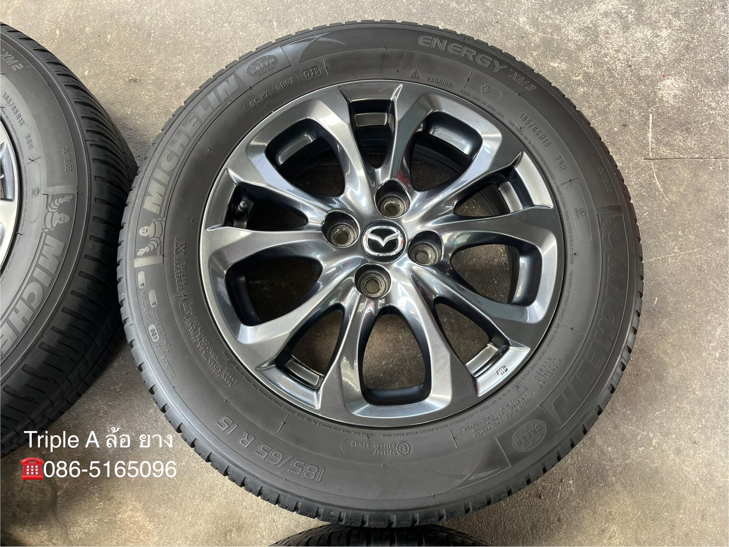 ✨ล้อแม็ก✨Mazda 2 Skyactiv ขอบ 15 สีเทาดำ พร้อมยาง 185-65-15 Michelin🌟ปี 23🌟