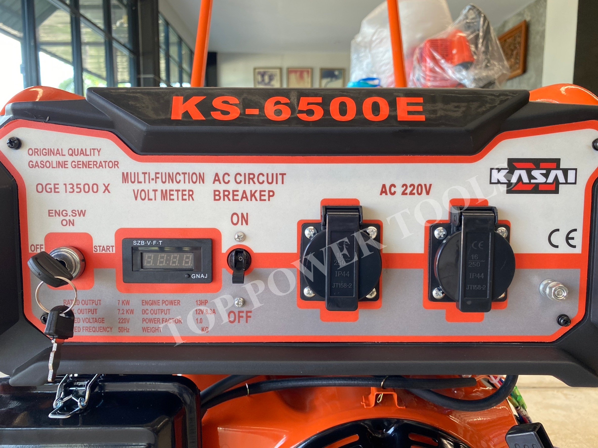 เครื่องปั่นไฟเบนซิน 7KW KS-6500E 13HP KASAI (สตาร์ทกุญแจ)