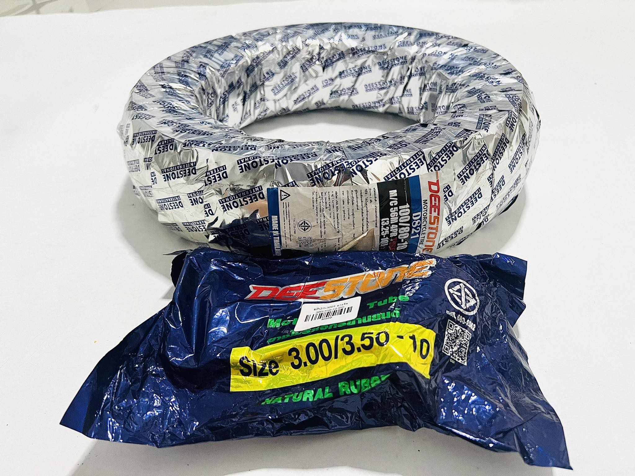 ยางนอกชาลี 100/80/10 D821+ยางใน 300/350-10 C