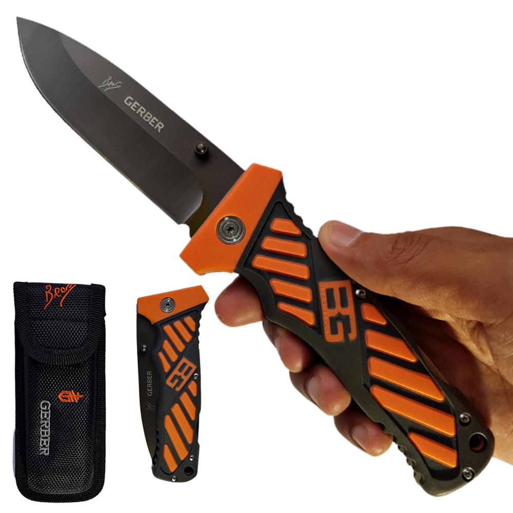 GERBER Folding Sheath Knife มีดพับขนาด 8.7 นิ้ว (22.2 ซม.) พร้อมปลอกเก็บมีดร้อยเข็มขัด