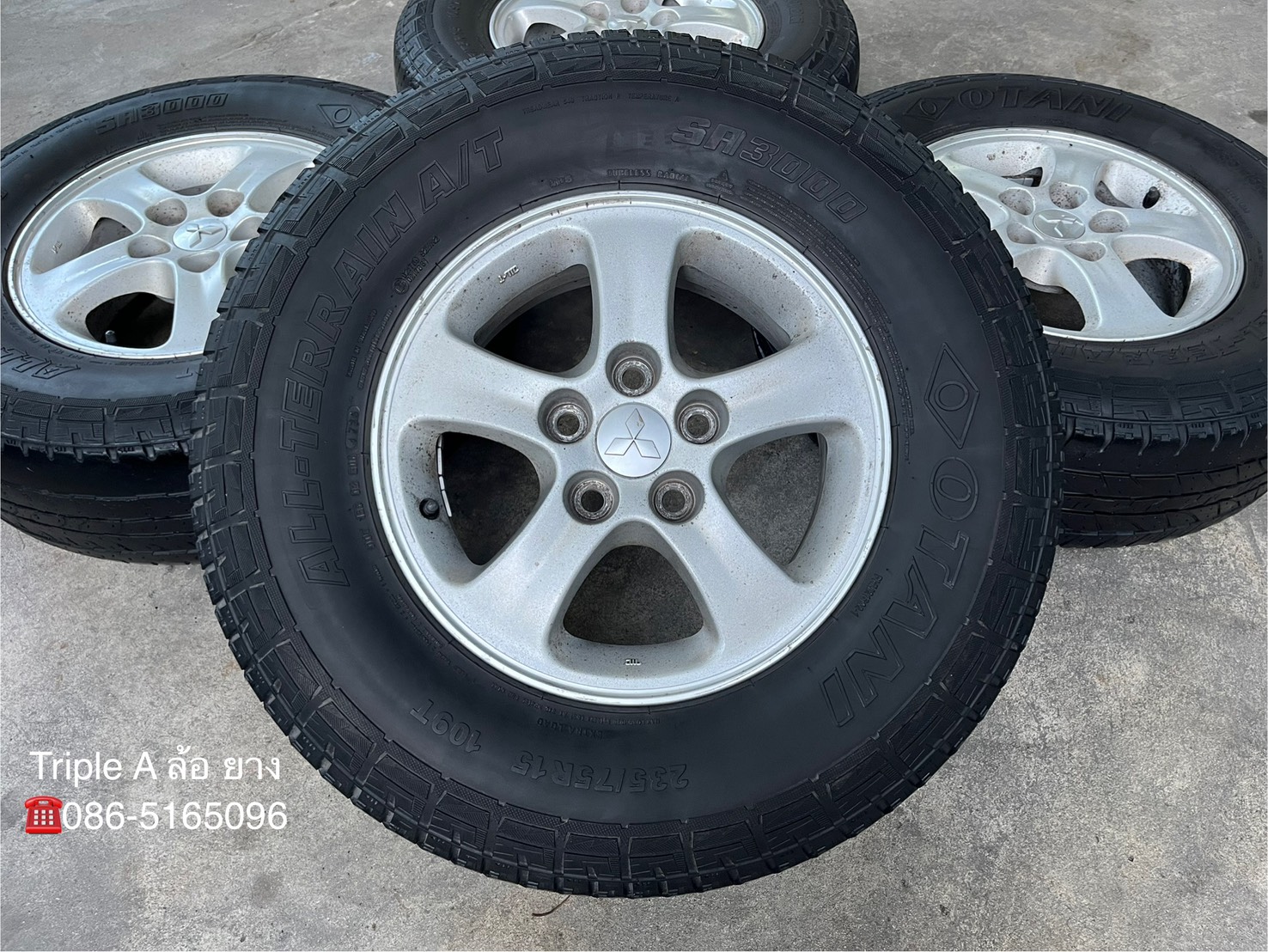 ✨ล้อแม็ก 5รู114✨Mitsu Triton ขอบ 15 แถมยาง 235-75-15 OTANI ปี 20