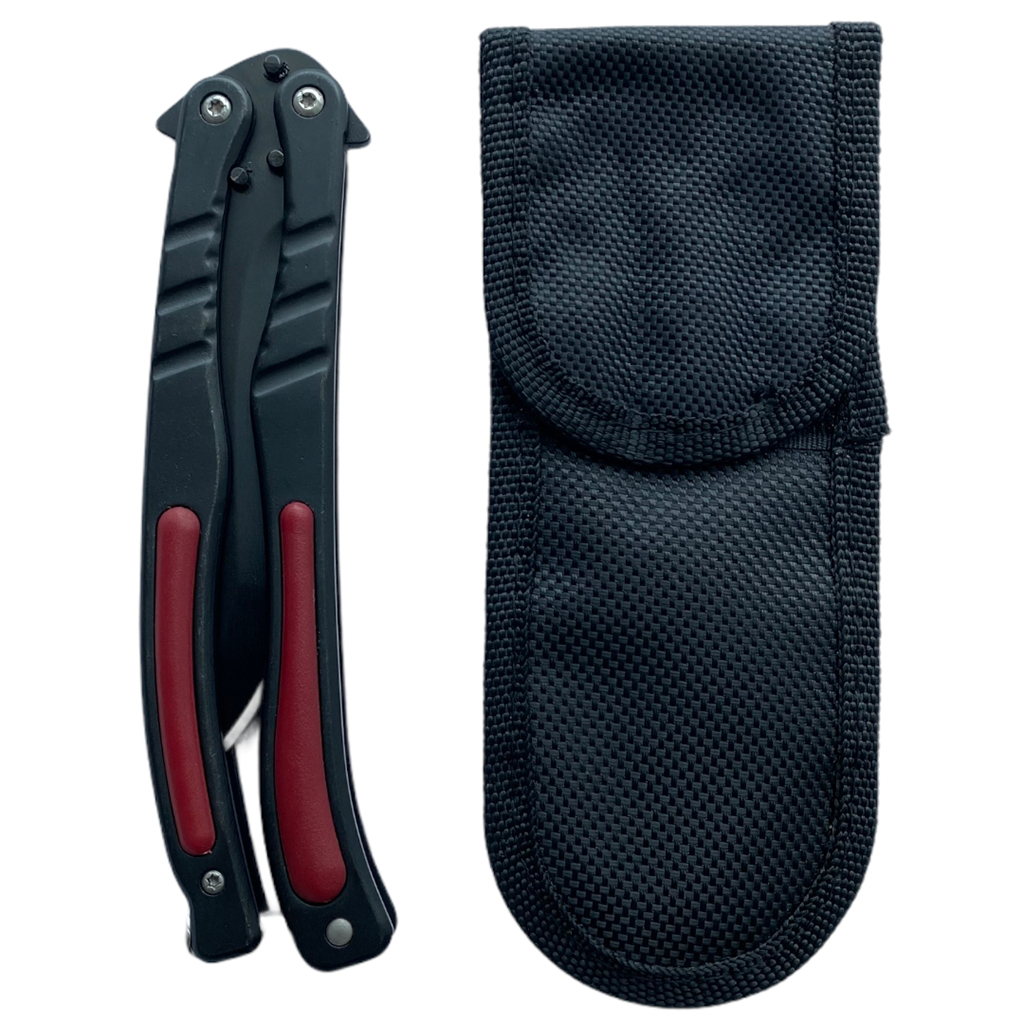 Balisong มีดบาลีซอง มีดควง มีดพับ มีดบัตเตอร์ฟลาย CS:GO - Counter-Strike Butterfly Knife (สีดำ) พร้อมซองไนล่อน