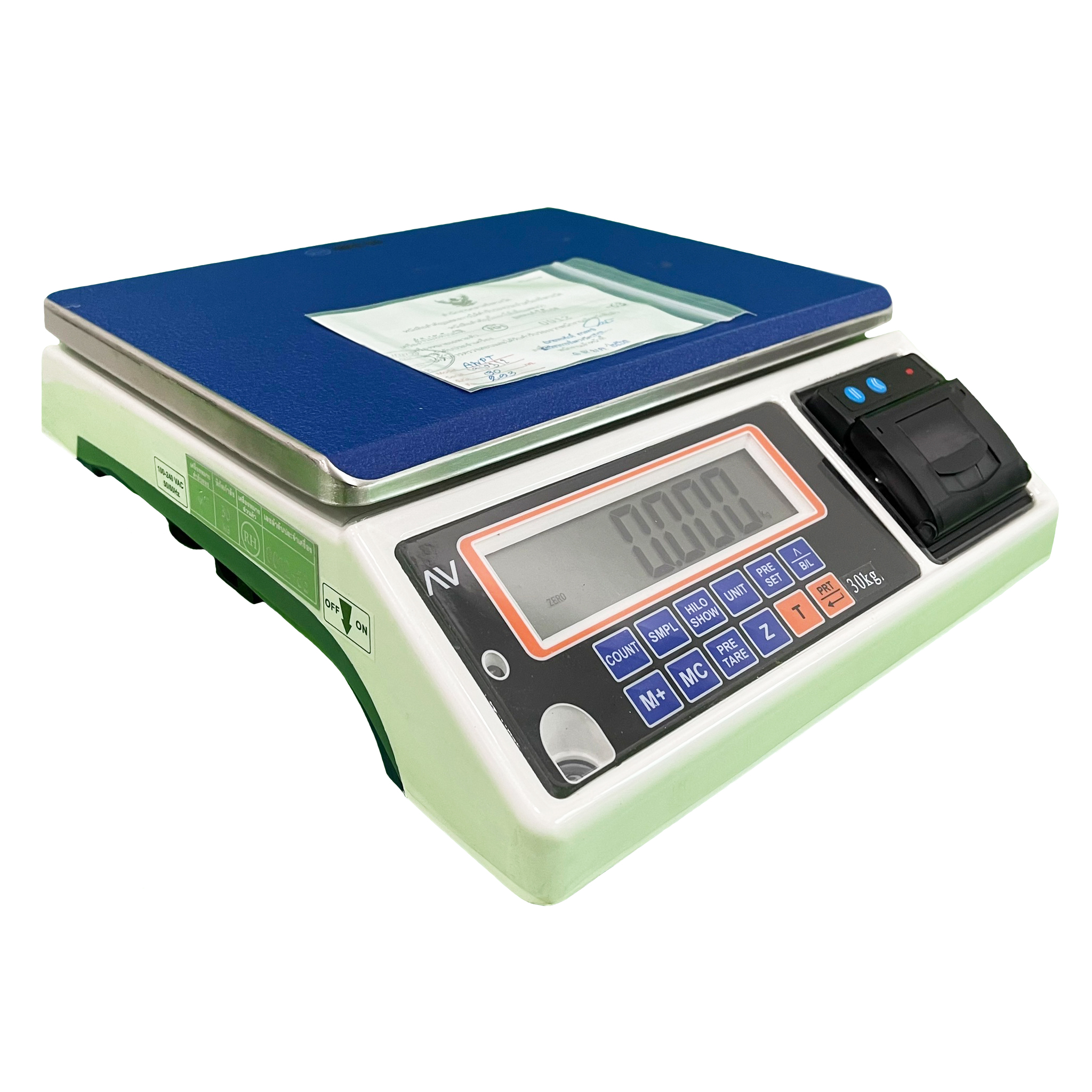 เครื่องชั่งดิจิตอลปรินท์ค่าได้ ตรา AV (AVENUE) รุ่น GWP พิกัด 30 กก.