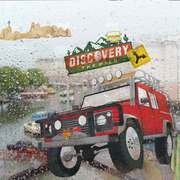 KRL-20018 Off road car รถออฟโรด ลายdiscovery the wild ขนาดแผ่น 50x70 cm