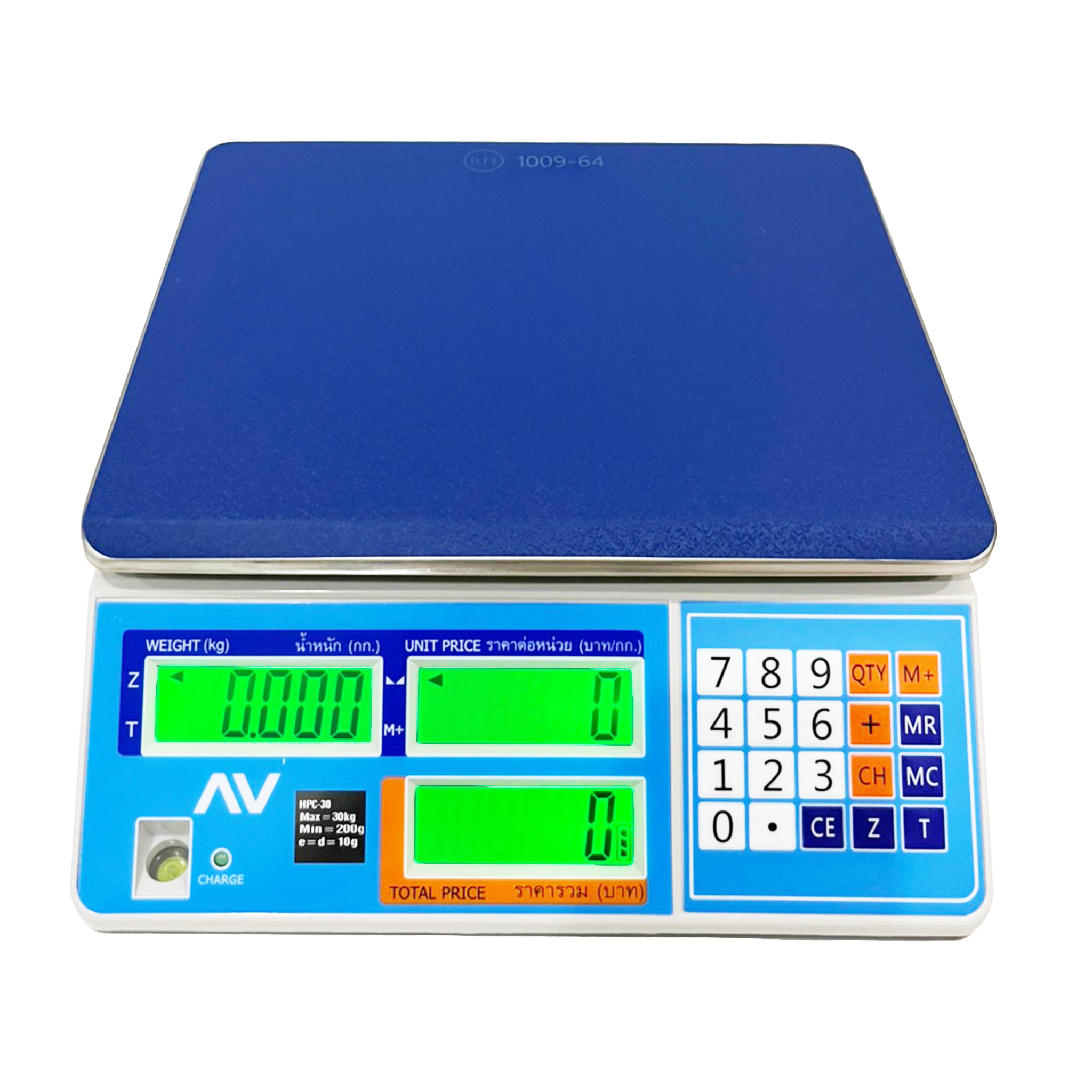 เครื่องชั่งดิจิตอลคำนวณราคา ตรา AV (AVENUE) รุ่น HPC พิกัด 30 กก.