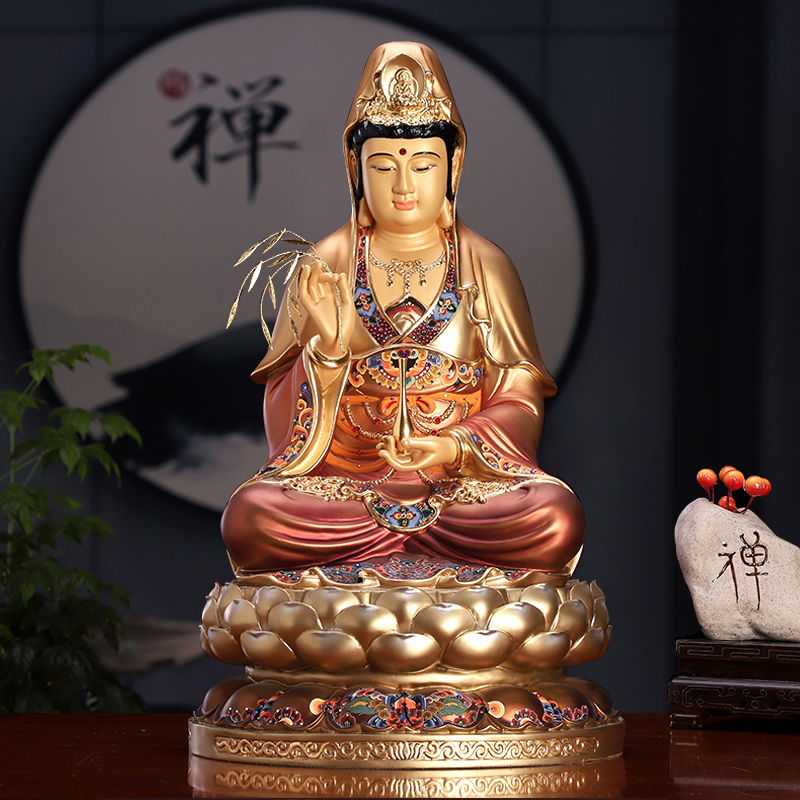รูปหล่อทองเหลืองพระโพธิสัตว์กวนอิม 观音 อรหันต์แห่งความเมตตา ความสุขสงบ