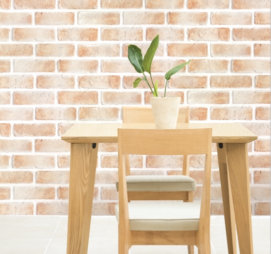 DBS-23 Wallpaper Sticker วอลล์เปเปอร์ไวนิล แบบมีกาวในตัวลายอิฐส้มอ่อน หน้ากว้าง 100 cm