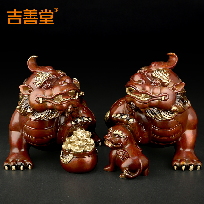 ปี่เซี๊ยะเฝ้าทรัพย์ งานทองเหลืองลงสีงานช่างฝีมือชาวจีน
