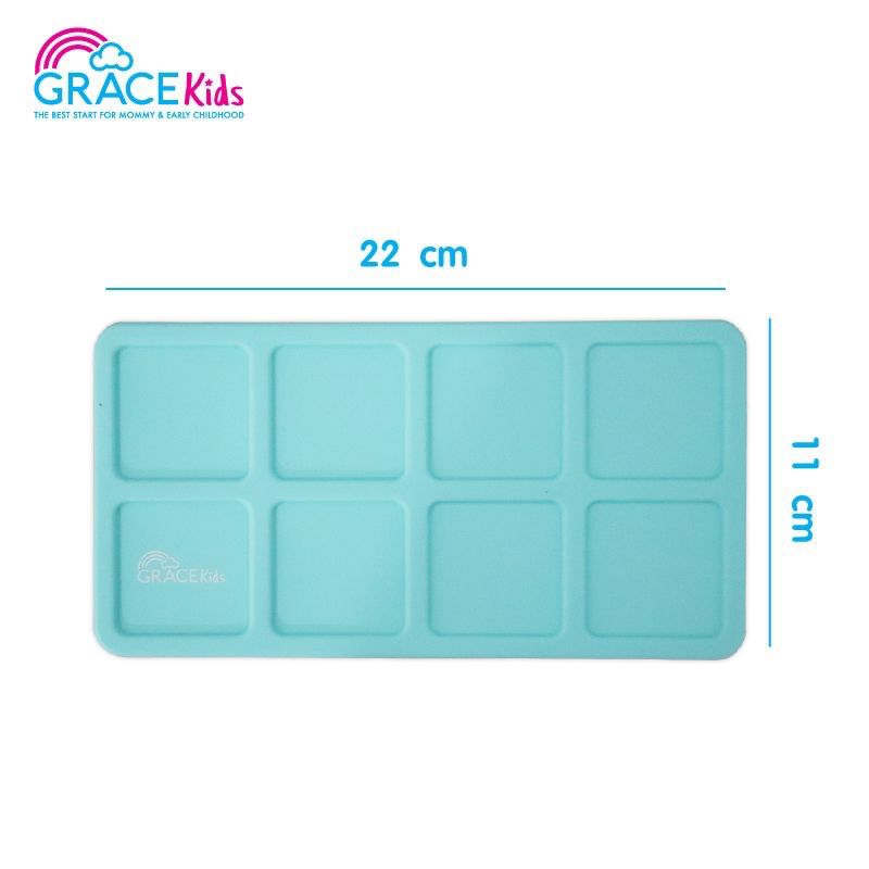 GRACEKIDS (เกรซคิดส์) บล็อคซิลิโคน เก็บอาหาร พร้อมฝาปิด Silicone Multiportion Baby Food Freezer [ถาด 8 ช่อง ช่องขนาด 2 ออนซ์ ]