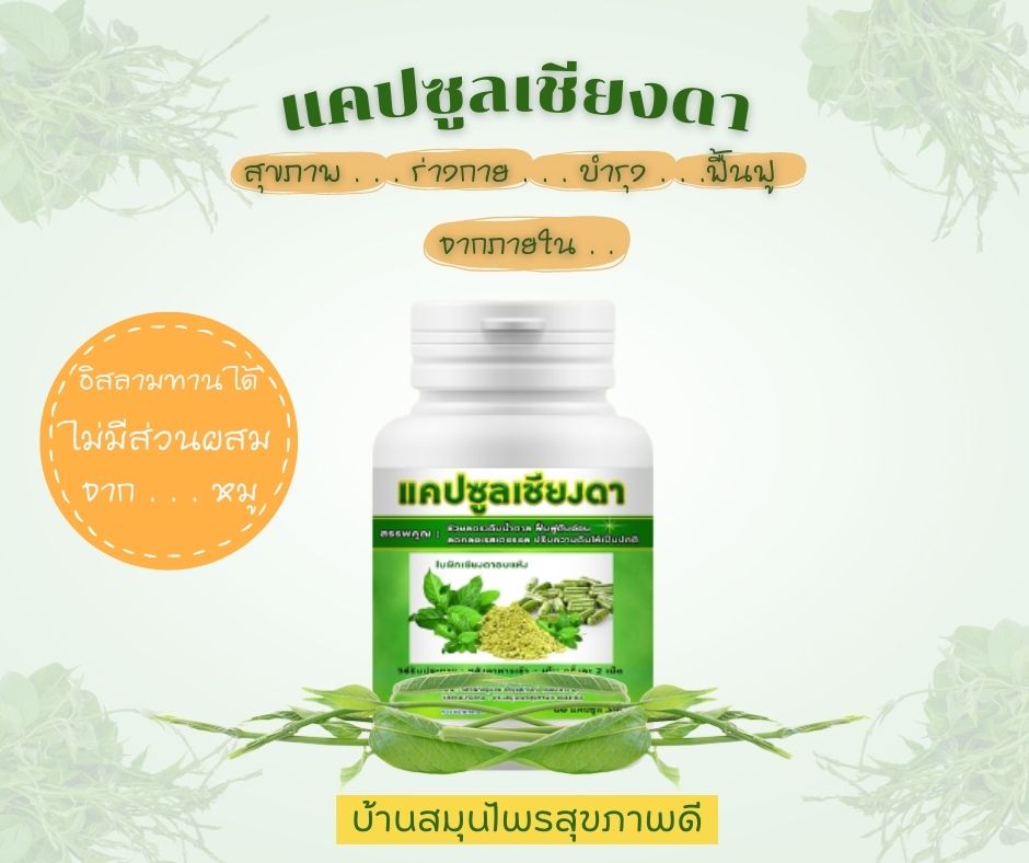 เครื่องดื่ม ชาผักเชียงดา ผักเชียงดา ชนิดผง และ แคปซูล ผสมเตยหอม ตรา รักษ์เฮิร์บ Rak Herb Gymnema mixed Pandanus Beverage powder Organic ออแกนิค