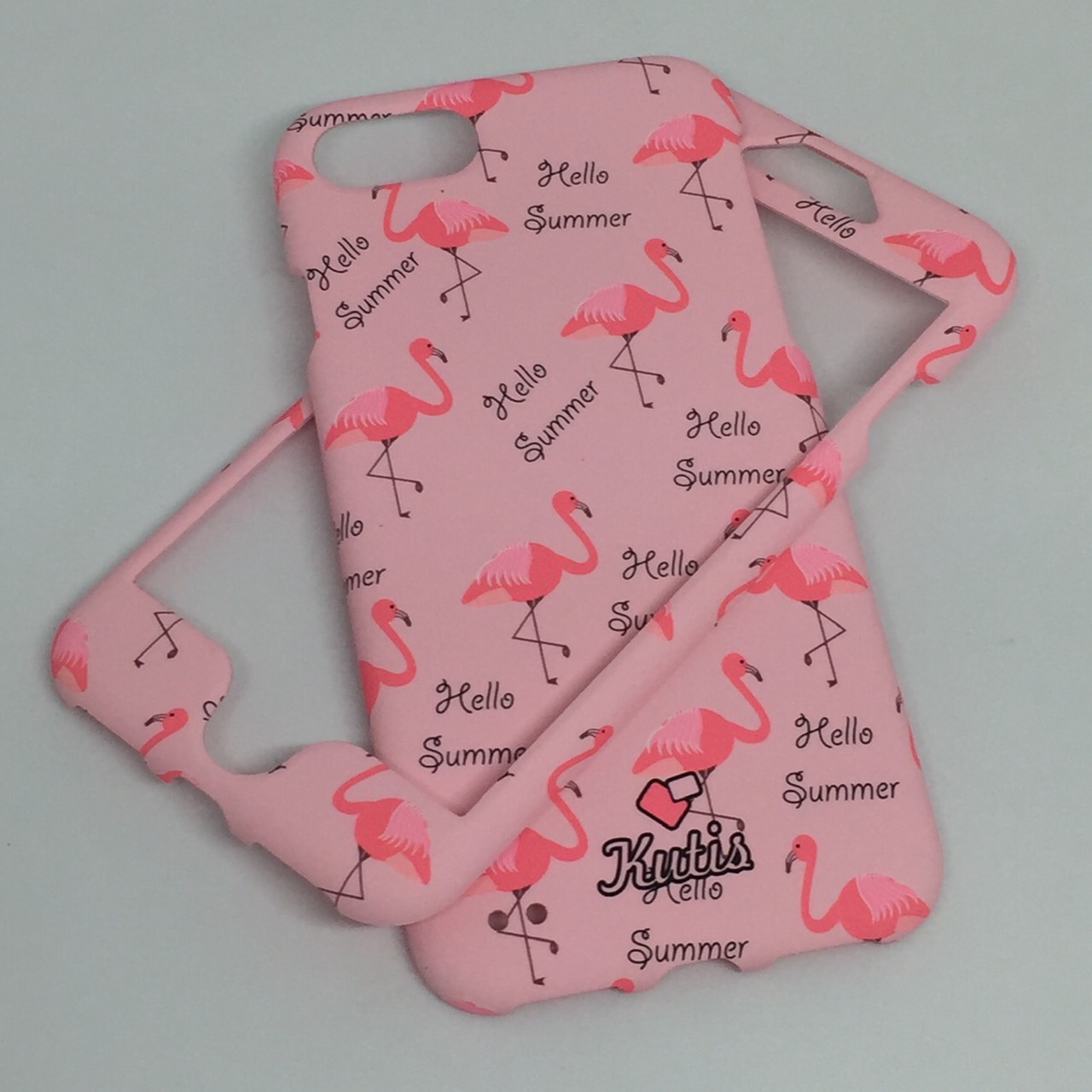 เคสคูทิส (Kutis) ไอโฟน7,8 (ลายฟลามิงโก้สีชมพู)มาใหม่ เคสประกบหน้า-หลัง เคสเรืองแสง
