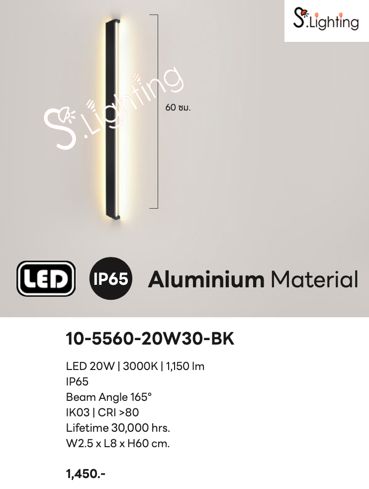 โคมไฟติดผนังภายนอก 10-5560-20W30-BK