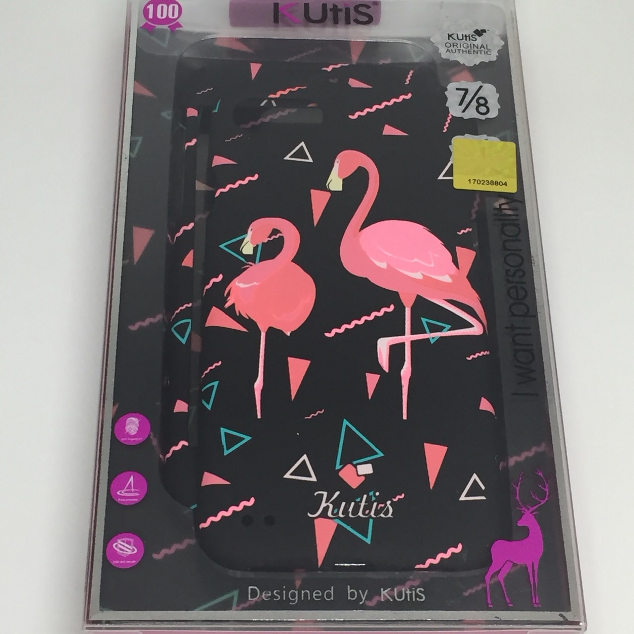 เคสคูทิส (Kutis) ไอโฟน7,8 (ลาบฟลามิงโก้ใหญ่สีดำ)มาใหม่ เคสประกบหน้า-หลัง เคสเรืองแสง
