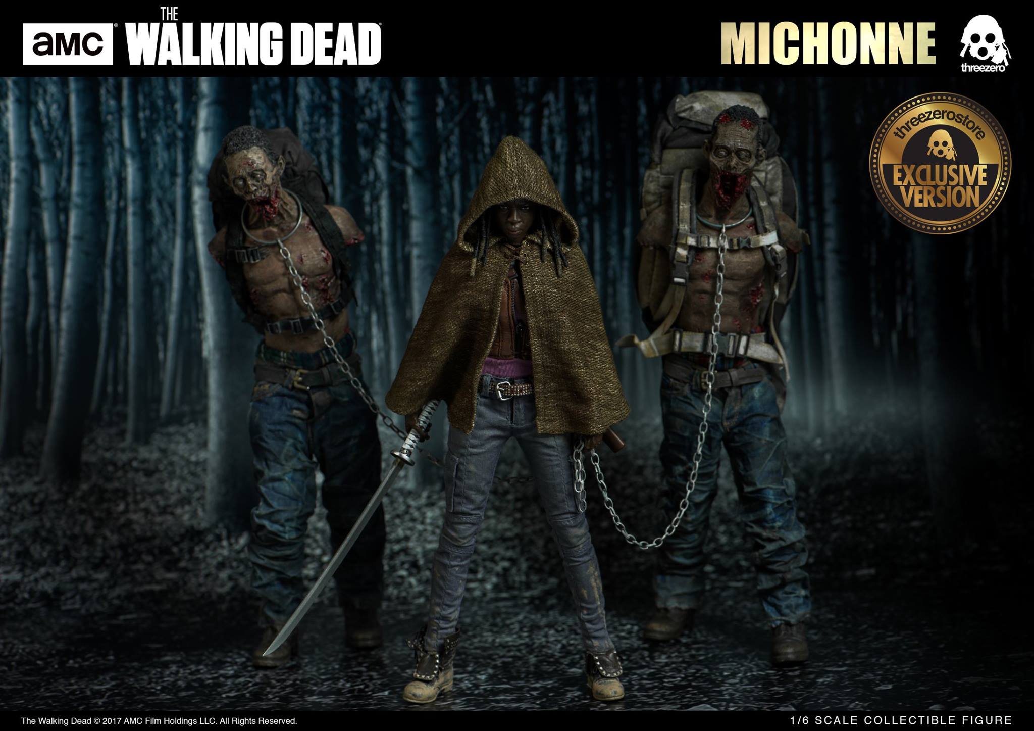 Threezero 3Z0019 + WD-ZGWD-ZR AMC The Walking Dead - Michonne + Pet Walker Twin Pack (Exclusive Version)