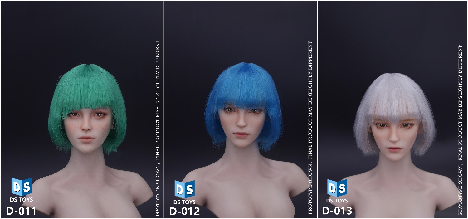 DS TOYS D-011 D-012 D-013 1/6 Short Hair Female Headsculpt