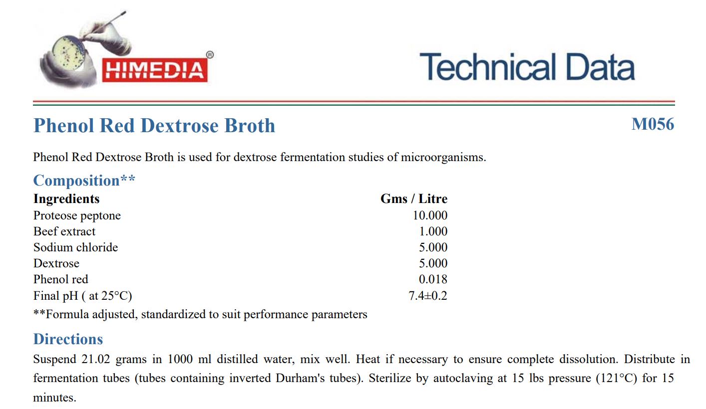 Himedia™PHENOL RED DEXTROSE BROTH, 500 G