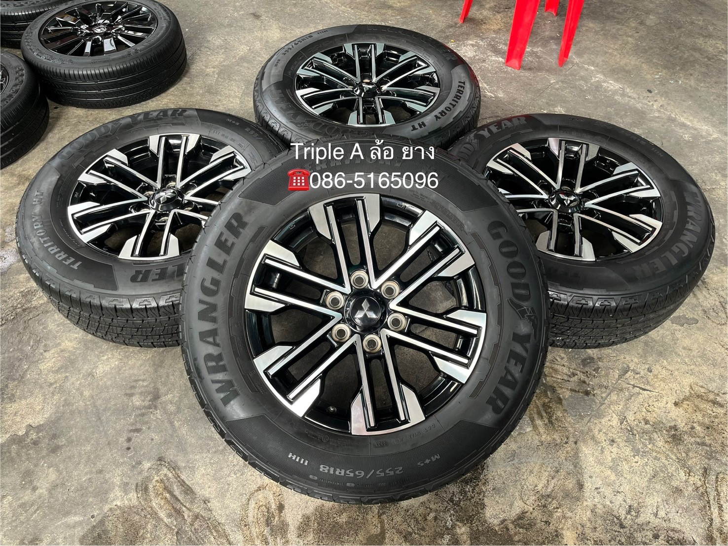 ✨ล้อแม็ก✨Mitsu Pajero ตัวท็อป ขอบ 18 ดำหน้าเงา พร้อมยาง 255-65-18 Goodyear🌟ปี 23🌟