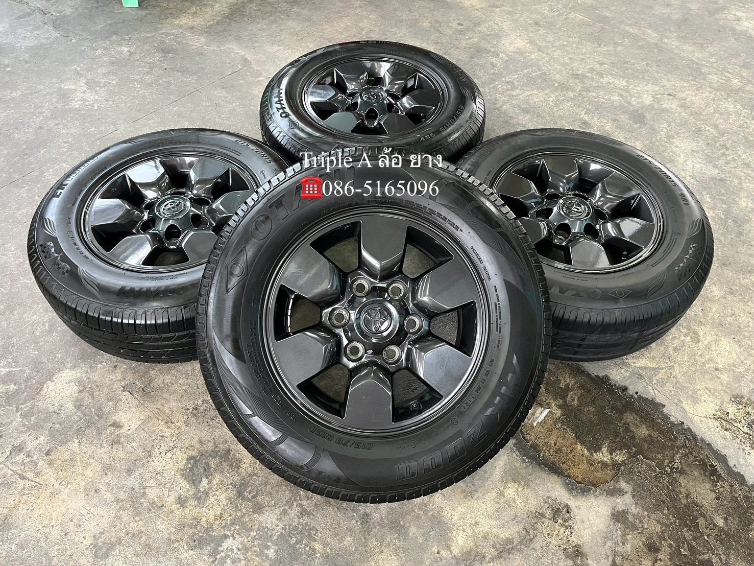 ✨ล้อแม็ก 6รู139✨Toyota ขอบ 15 สีเทาดำ พร้อมยาง 215-70-15 OTANI💥ปี 22💥