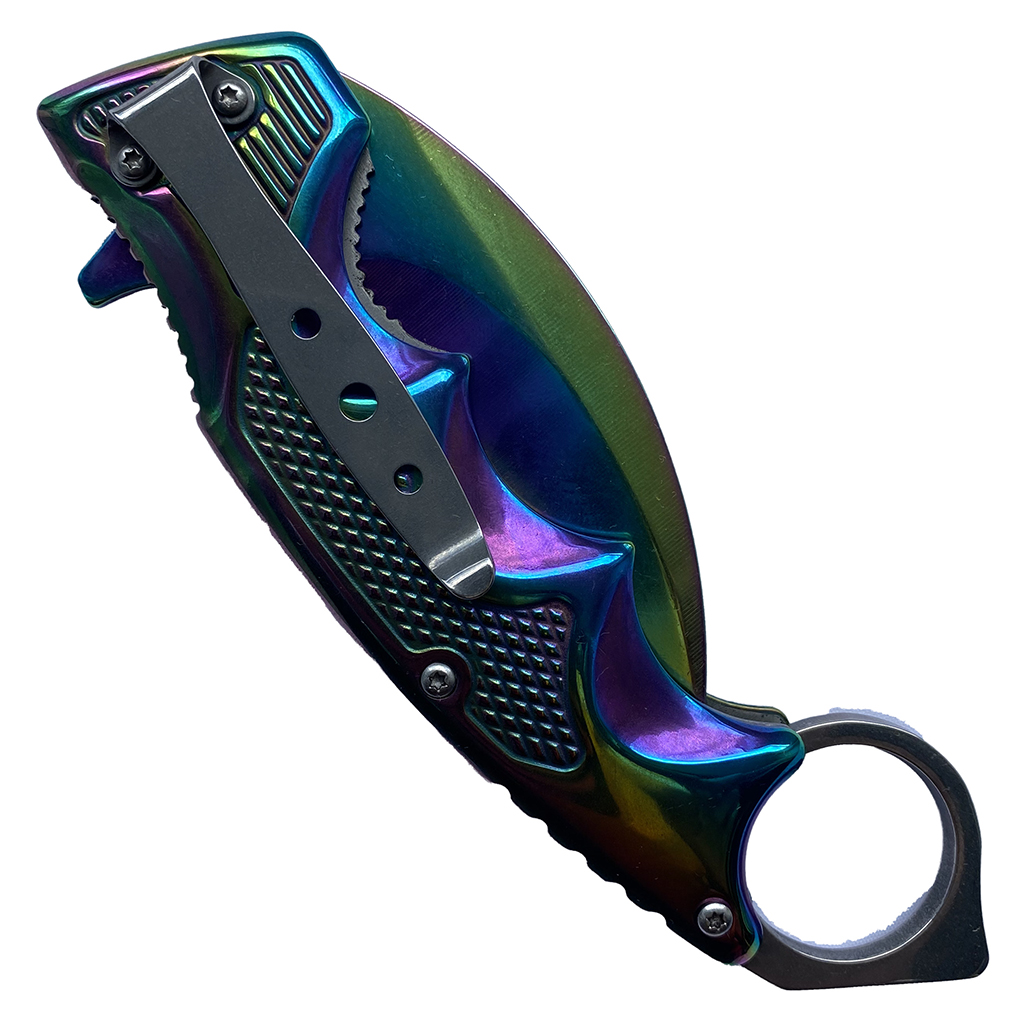 มีดพับ มีดคารัมบิต FOX Outdoor Karambit Knife B63 (สีรุ้ง)