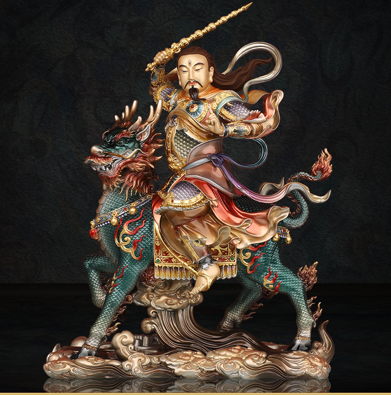 #เทพเจ้าสามตา เอ้อหลางเสิน 二郎神 ขี่กิเลน เนื้อทองเหลืองคุณภาพสูง
