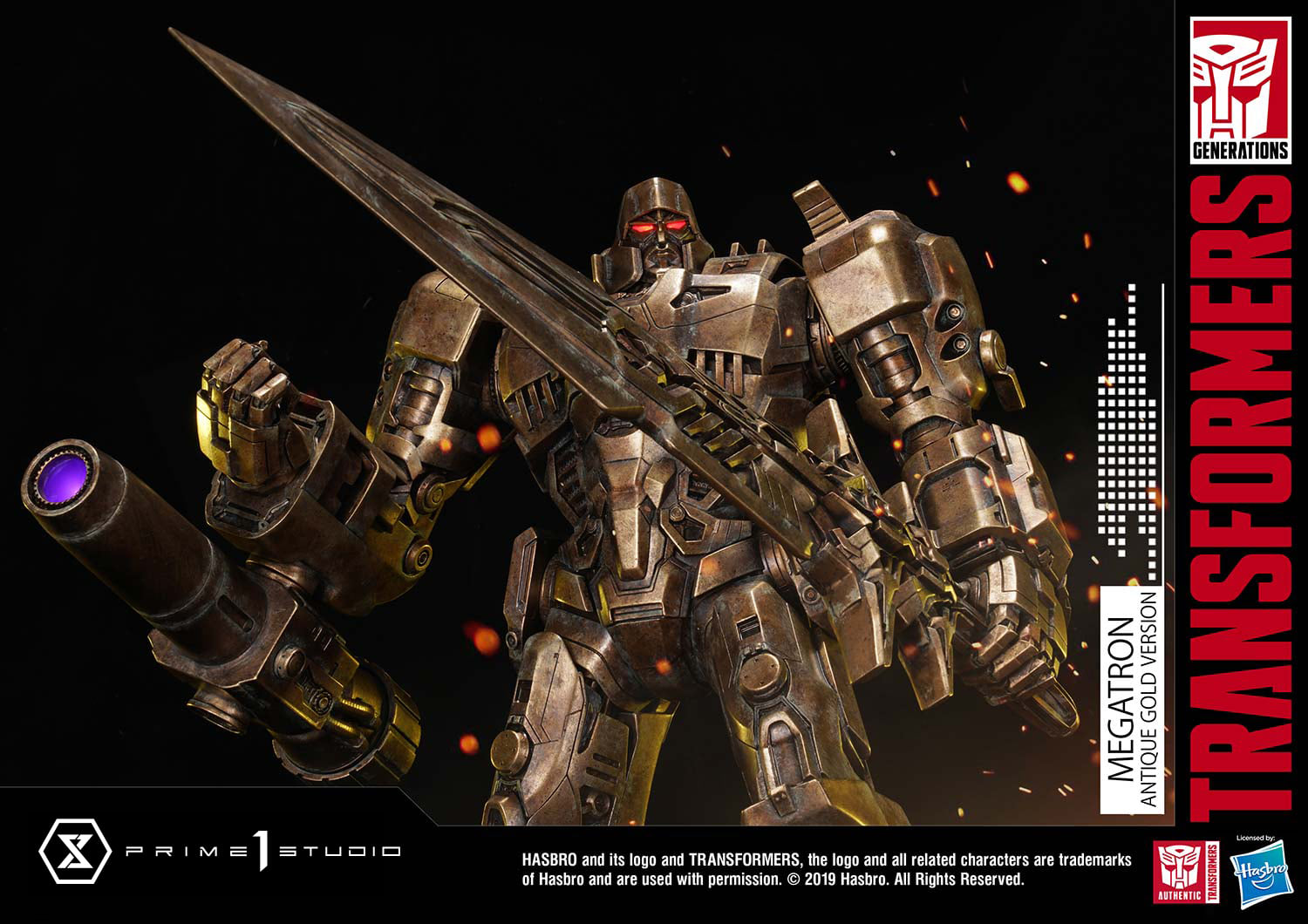 Prime 1 Studio PMTF-02AG Transformers G1 - Megatron (Antique Gold Version)