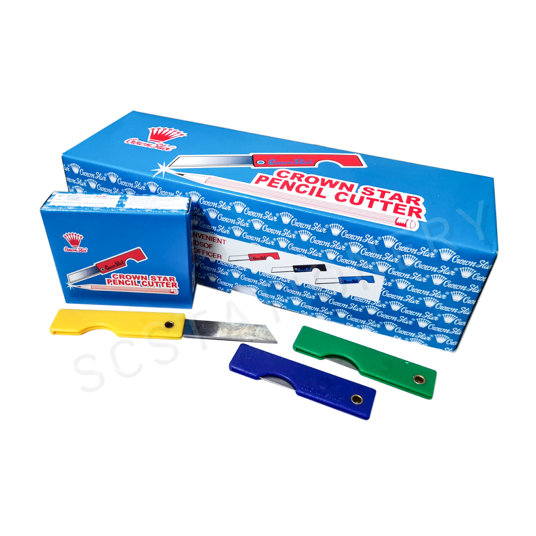 มีดเหลาดินสอ คราวน์สตาร์ แพ็ค 12ชิ้น คละสี