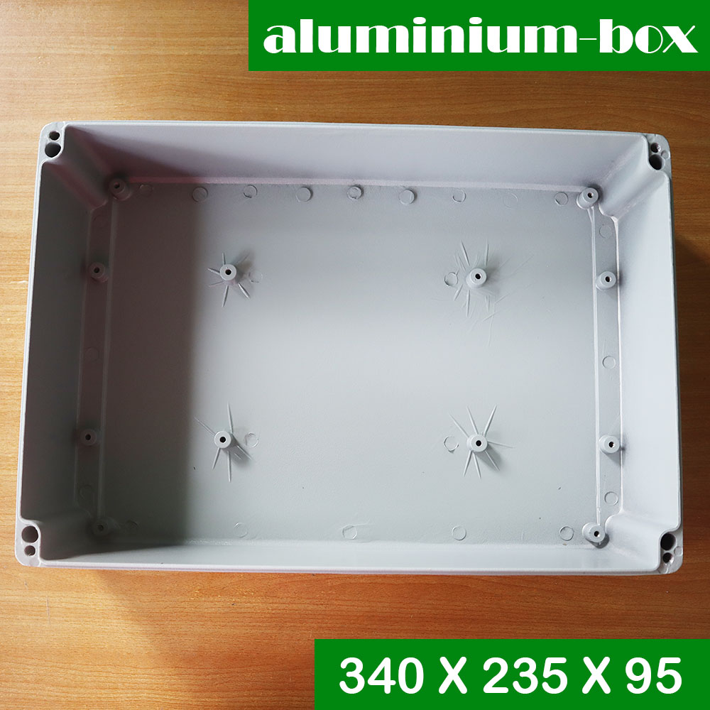 กล่องอลูมิเนียมกันน้ำ IP66 สีเทา ขนาด 340 X 235 X 95 มม.. (V)