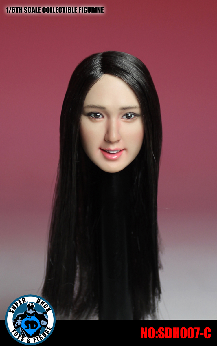 SUPER DUCK SDH007-A Asian pure beauty headsculpt (Curly Brown Hair)